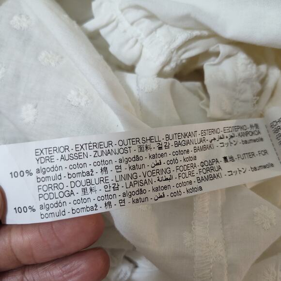 Zara Peasant Top Womens Med Embroidered Button Long Sleeve Boho Romantic Blouse - Picture 15 of 17